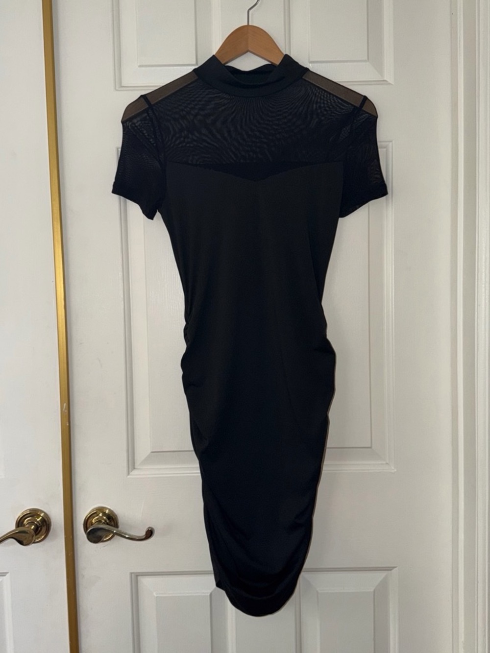 NWOT Black Mesh Short-Sleeve Bodycon Dress